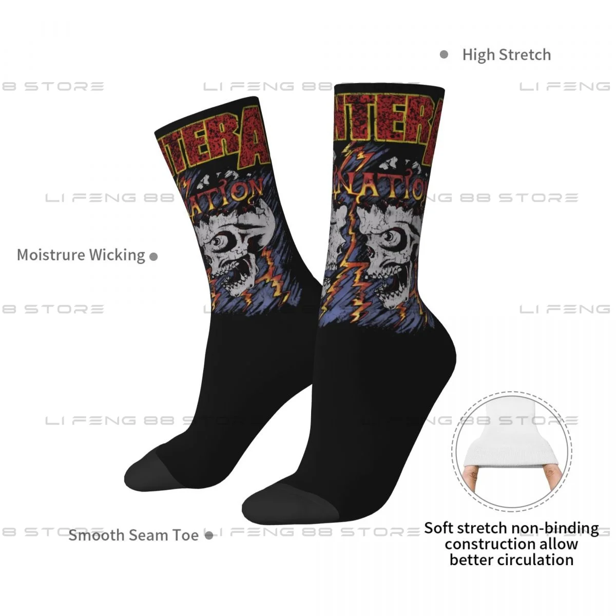Rock Art Skull Pantera Unisex Winter Socks Hiking Happy Socks Street Style Crazy Sock image 5