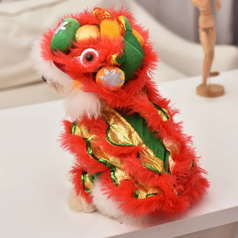 

Pet dog TikTok same winter teddy corgi funny funny costume cat clothes lion dance New Year clothes