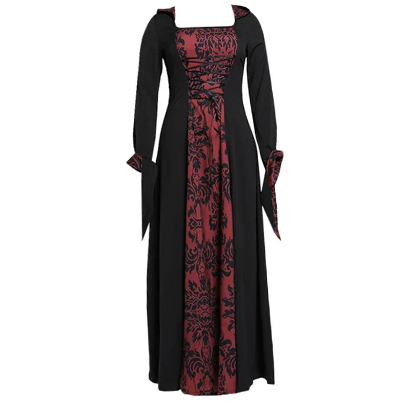 Abito floreale con cappuccio gotico Costume vittoriano da vampiro abito da donna con abito da regina rinascimentale medievale scuro per adulto Plus Size