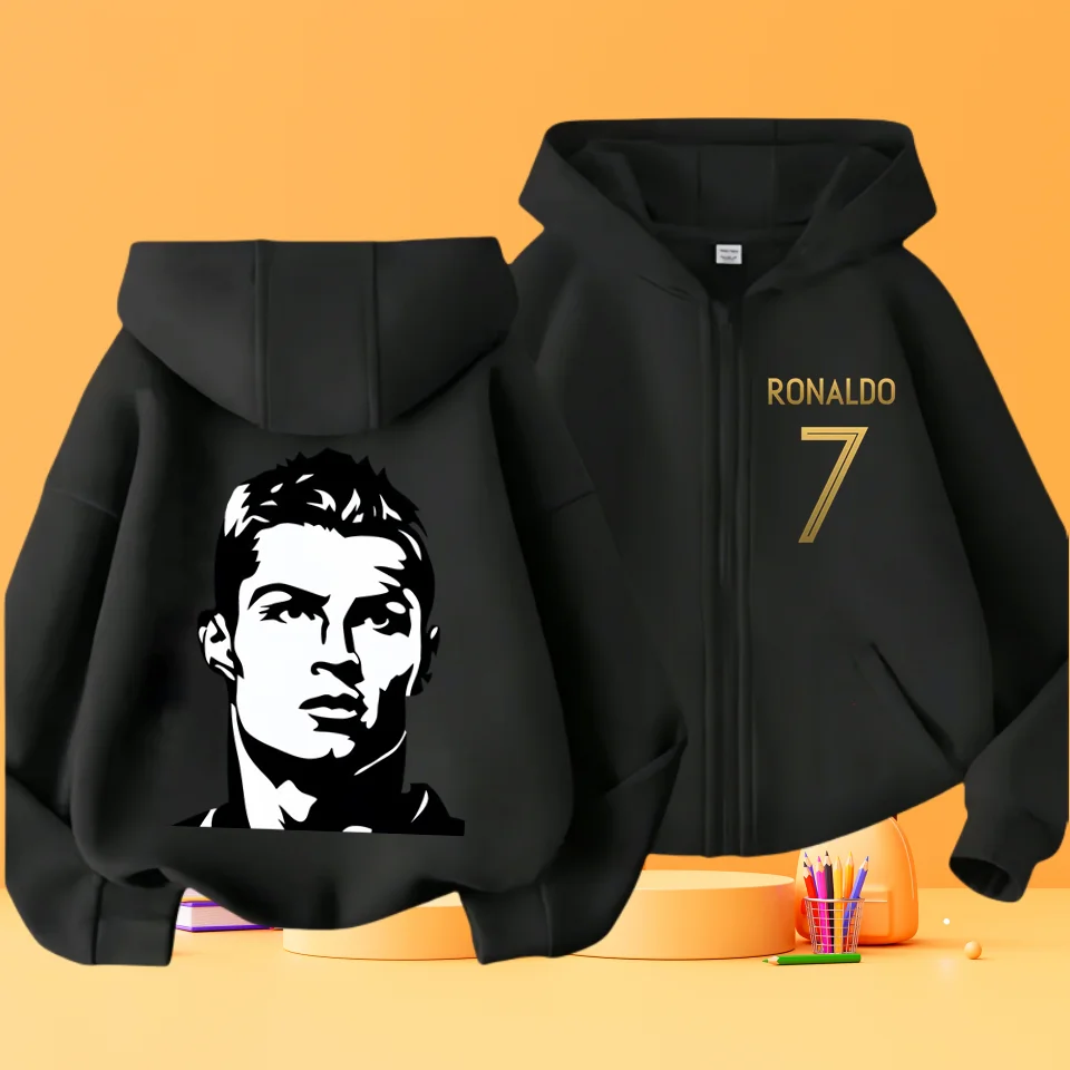 7 Ronaldo Sweatshirts for Baby CR7 Children Top Football Star Back to School Zipper Hoodie Children's Boy's Clothing Messi Boys