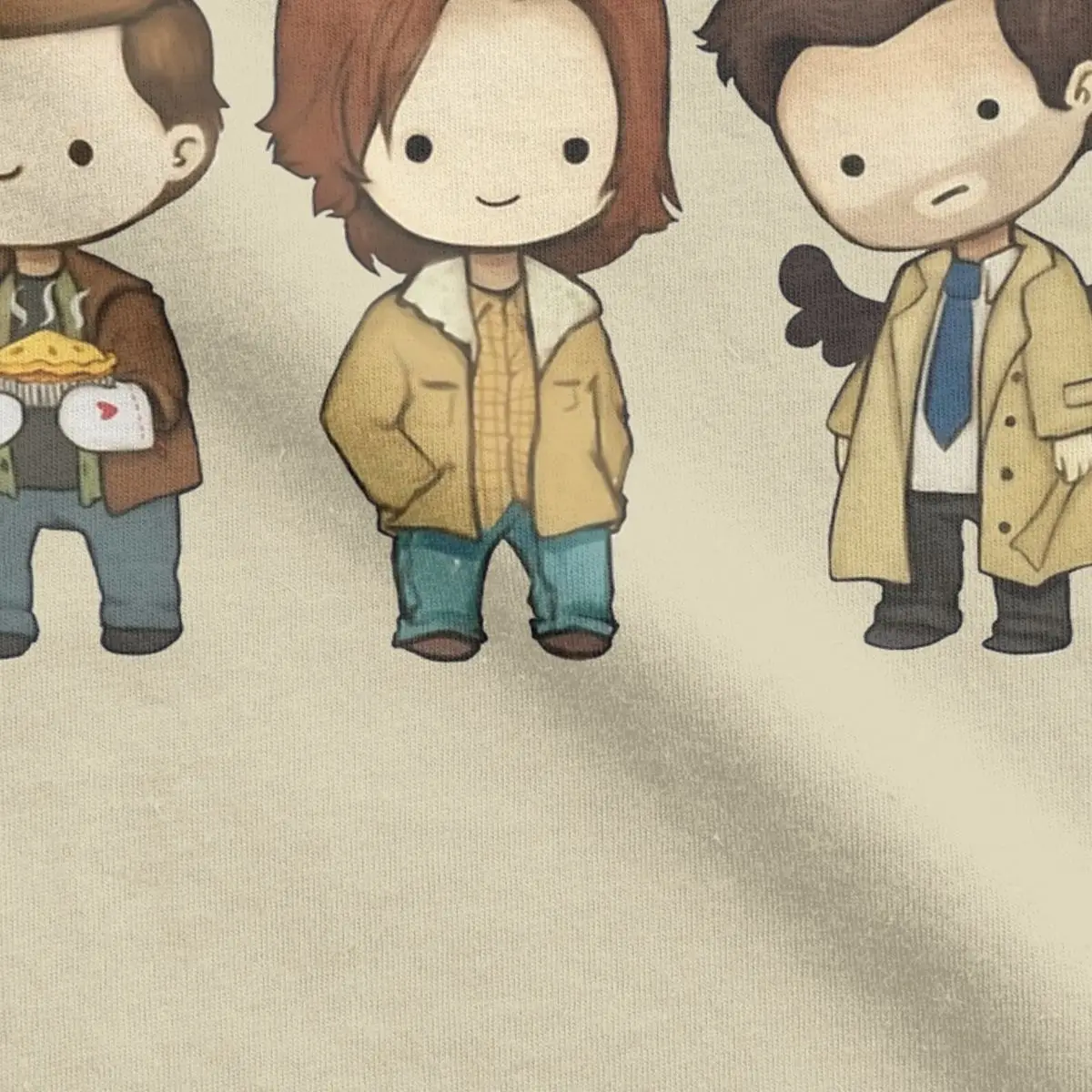 Men\'s Sam Dean Castiel Supernatural Chibi T Shirt TV Shows 100% Cotton Clothes Round Neck Tee Shirt New Arrival T-Shirt