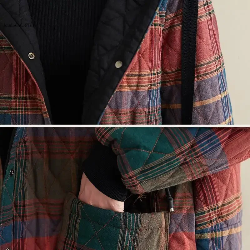 Giacca con cappuccio calda Casual allentata autunno e inverno retrò da donna
