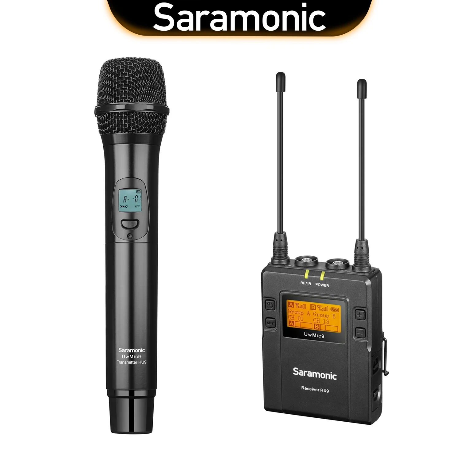 Saramonic UwMic9 Kit4 UHF Wireless Handheld Microphone for Canon Nikon Sony DSLRs Camcorders Video Camera Youtube Interview