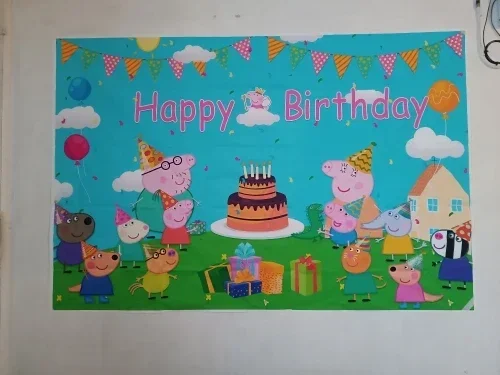 Peppa Pig Kids Action Figure Toy Banner Bupedro Suzy Emily Danny Doll Cartoon Birthday Party Background Decoration Supplies Toys