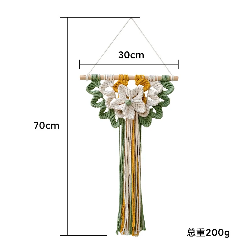 Bohemian Macrame Wall Hanging Floral Cotton Hand Woven Tapestry for Home Bedroom Living Room Wall Decor