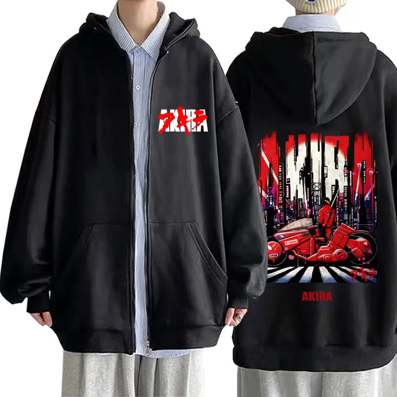 

Hot Sale Anime Akira Zipper Hoodie Japanese Science Fiction Cartoon Movie Shotaro Kaneda Merch Zip Up Jacket Men Manga Hoodies