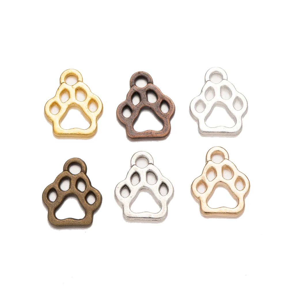 50pcs/Lot 13x11mm Cute Dog Paw Pendants For DIY Bracelet Necklace Earrings Charms Jewelry Making Findings Accessories Supplies