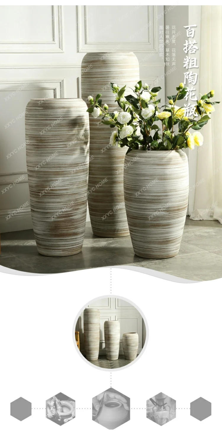 Large Vase Jingdezhen Ceramic European Retro Creative Decoration Villa Window Living Room Decorations Flower Container