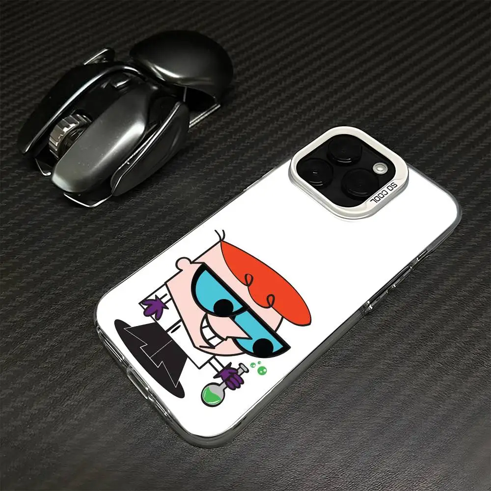 حافظة هاتف كارتون D-Dexters Lab لهاتف iPhone 16,15,14,13,12,11,Mini,Pro,MAX غطاء أبيض غير لامع مقاوم للصدمات