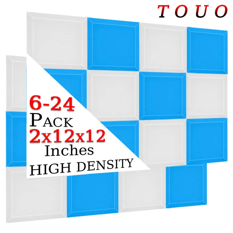 

TOUO 6/12/24 Pcs Acoustic Foam Music Studio Sound Foam Panels Ktv Room Soundproof Sheet Noise Sound-Absorbing Foam Isolation