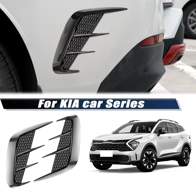 Carbon Fiber Car Fender Trim Car Sticker Shark Gills Simulation Side Intake Body Sticker Accessories For KIA Car Series