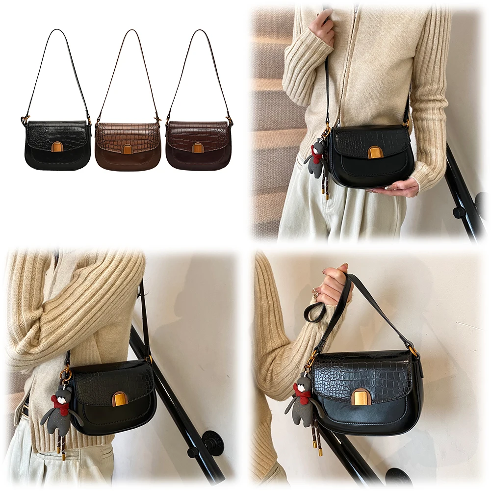 

Small Shoulder Bag for Women Adjustable Strap Crossbody Purse PU Leather with Buckle Closure Handbag Satchel Bag for Work Travel