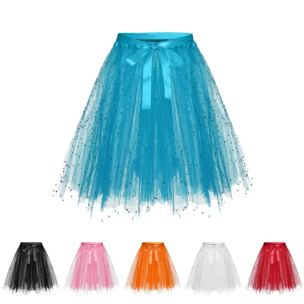 Multi Color Women Skirt Classic Pleated Dance Wear Tulle Skirts Female Lolita Petticoat Party Puffy Skirts Ballet Midi Skirts