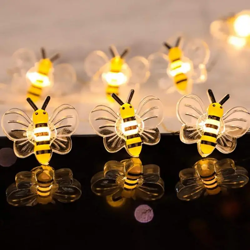 ไฟราว LED รูปผึ้ง20 LED น่ารักไฟสำหรับสวนใช้แบตเตอรี่ตกแต่งงานแต่งงานสายไฟสำหรับงานแต่งงาน