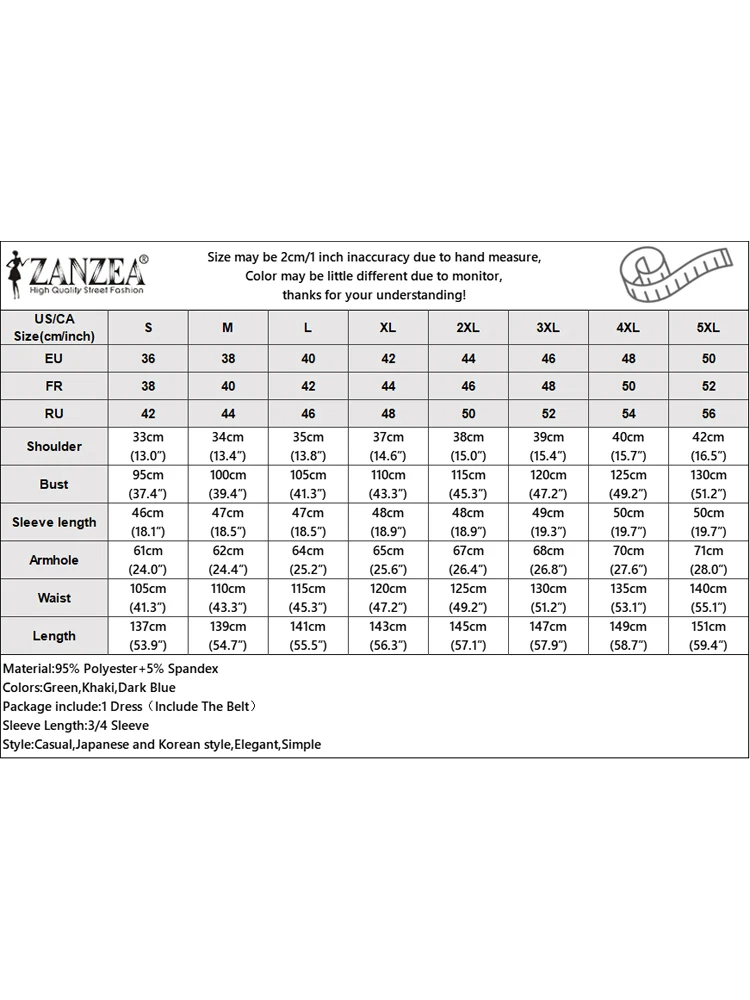 Elegante Maxi Vestito ZANZEA 2025 Donne di Estate 3/4 Manica Solido Pieghettato Con Scollo A V Lungo Vestito Estivo Cintura Casual Allentato Del Partito Abiti Robe