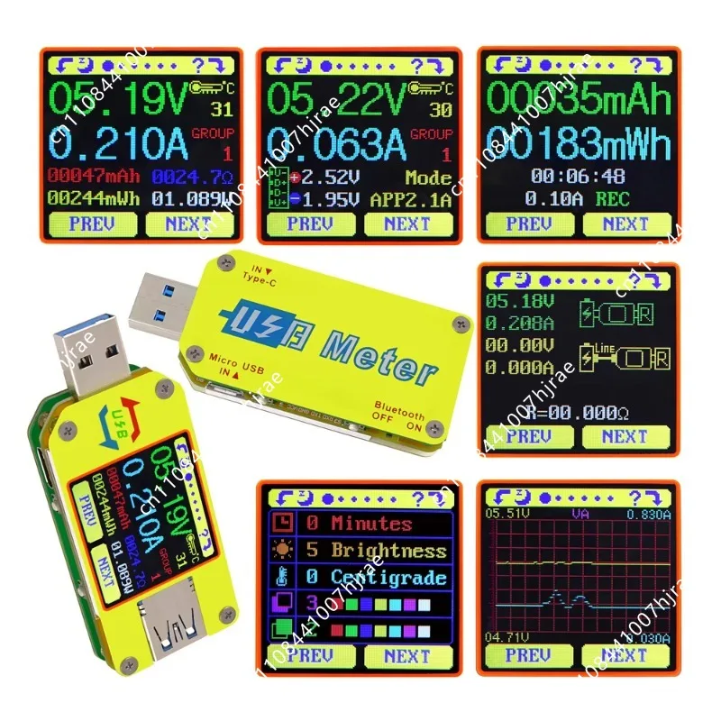 UM34 USB3.0 DC Voltage Current Tester Color LED Voltmeter Ammeter Cable Resistance Detector For Power Bank Test Meter
