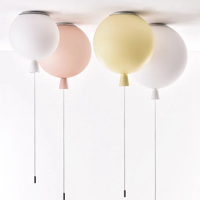 Kids Cartoon Balloon LED Ceiling Light Rope Pull Switch Hanginglamp School Shop Kindergarten Children\'s Room Plafonnier Lighting