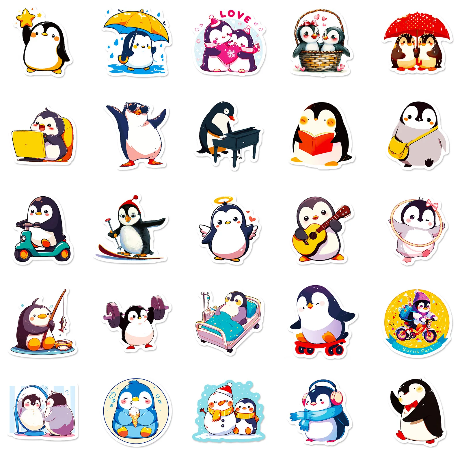 10/30/50PCS Cute Penguin PVC Sticker Aesthetic DIY Decoration Scrapbooking Korean Stationery Hand Accounting Supplies for Kids