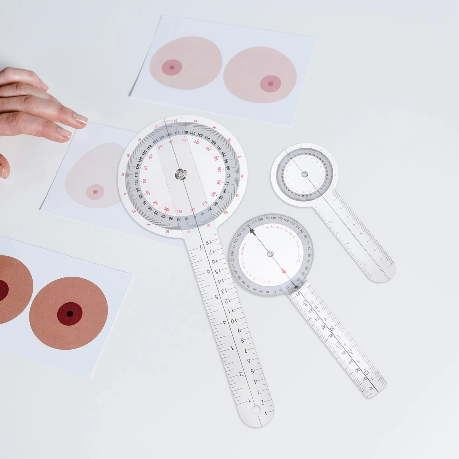 

3Pcs Medical Plastic Angle Protractor Set High Precision Measuring Goniometer Portable Clear Angle Measuring Tool for Bone Joint