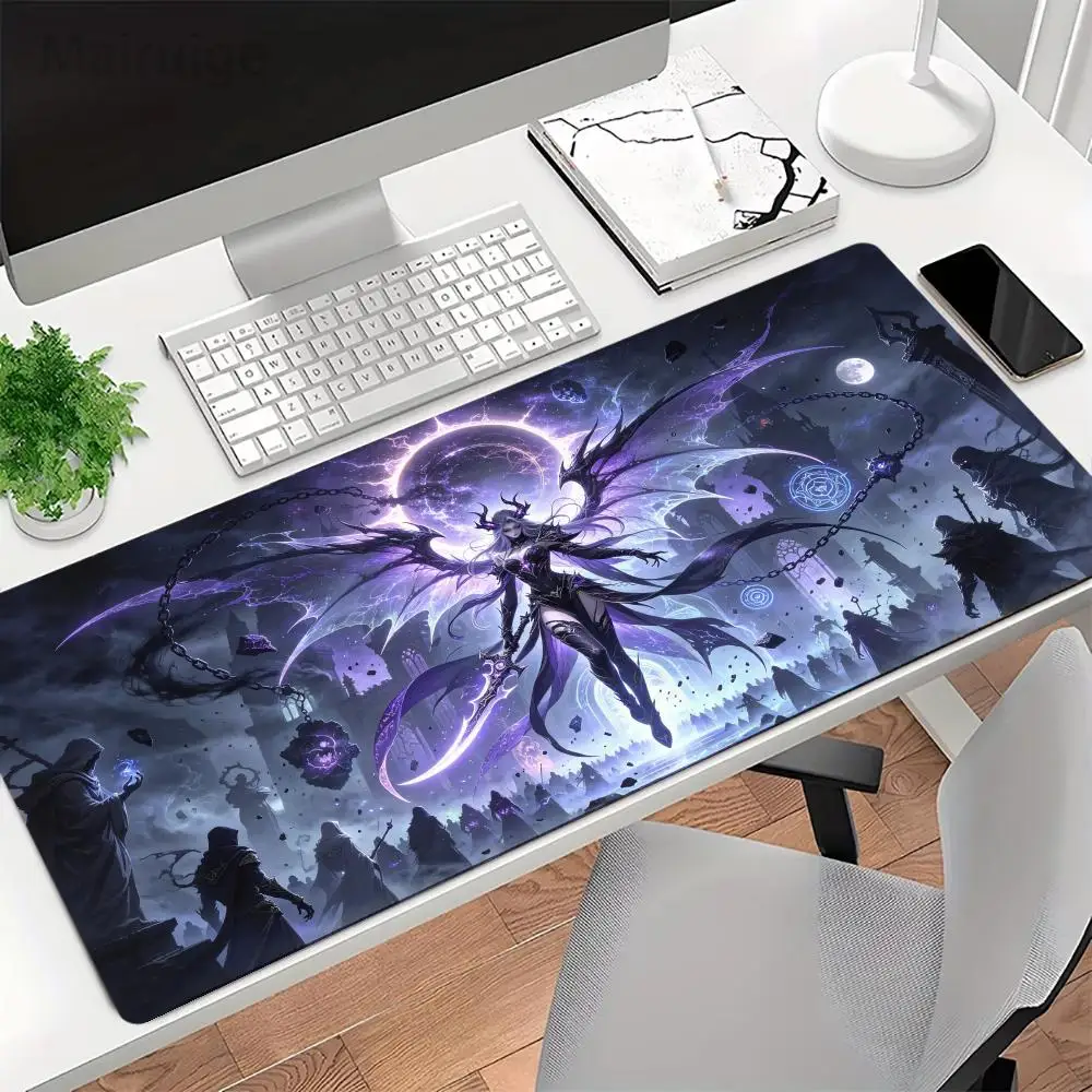 Flame Knight War Horse Table Mat Stitched Edges Smooth Surface Large Size For Gaming Office Decor