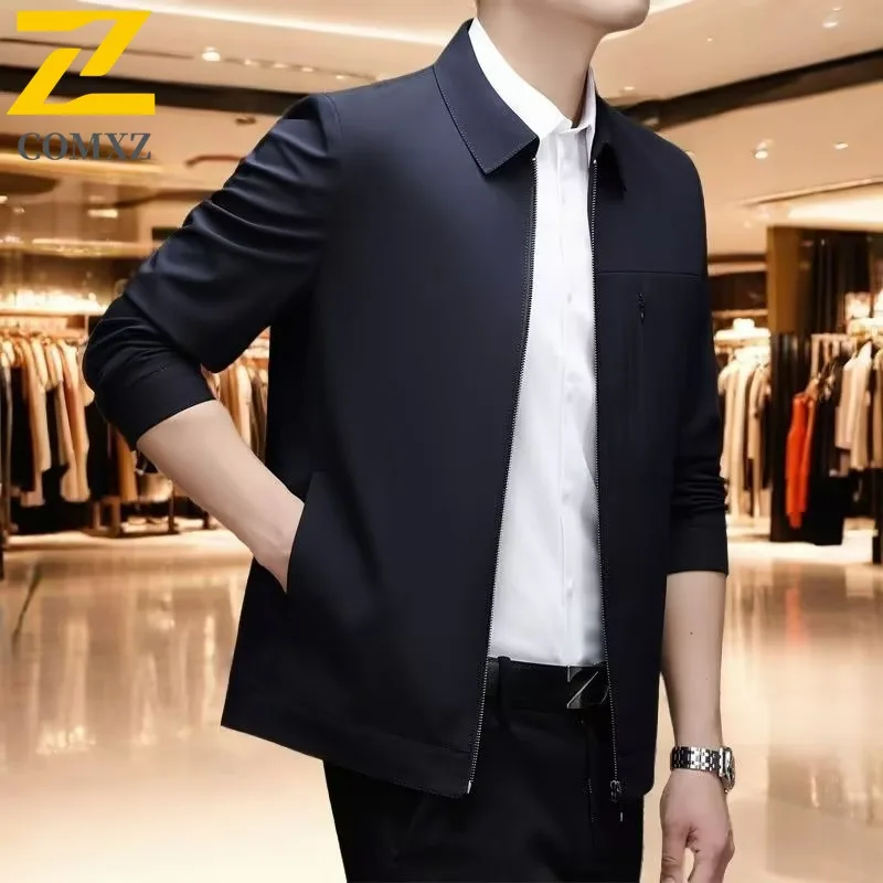 

Autumn Jacket Men 2025 Fashion Classic Turndown Collar Lightweight Outerwear Business Casual Stylish Wear Premium Comfort Coat