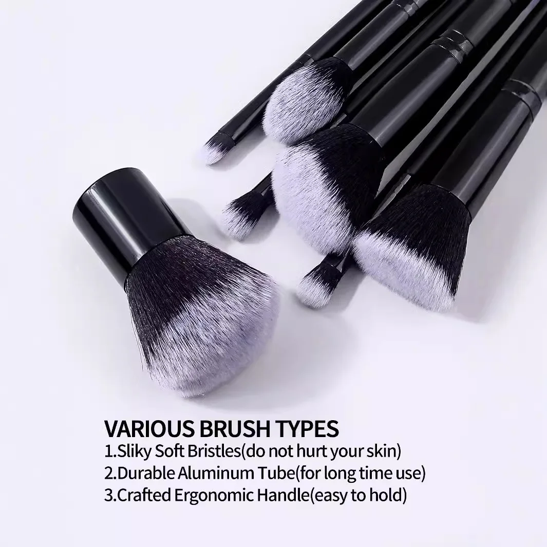 7 個黒メイクブラシセットプロフェッショナルスーパーソフトディテールブラシファンデーションコンシーラーアイシャドウブラシ女性美容ツール
