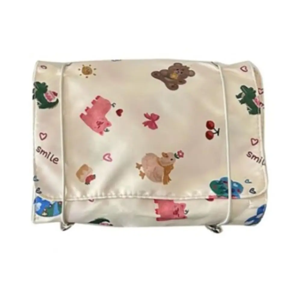 Handbag 4 in 1 Cosmetic Bag Cartoon Bear Print Large Capacity Makeup Storage Pouch Graffiti Multi-pocket Travel Wash Purse Girl