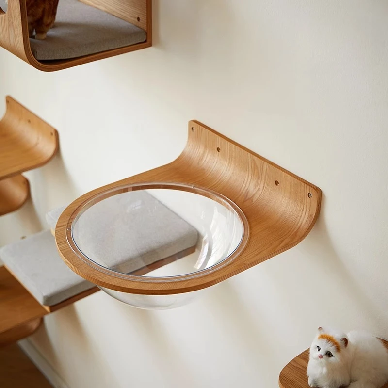 

Wall-Mounted Space Capsule Pet Bed Transparent Acrylic Cats House Space-Saving Hanging Cat Hammock Modern Cat Climbing Rack