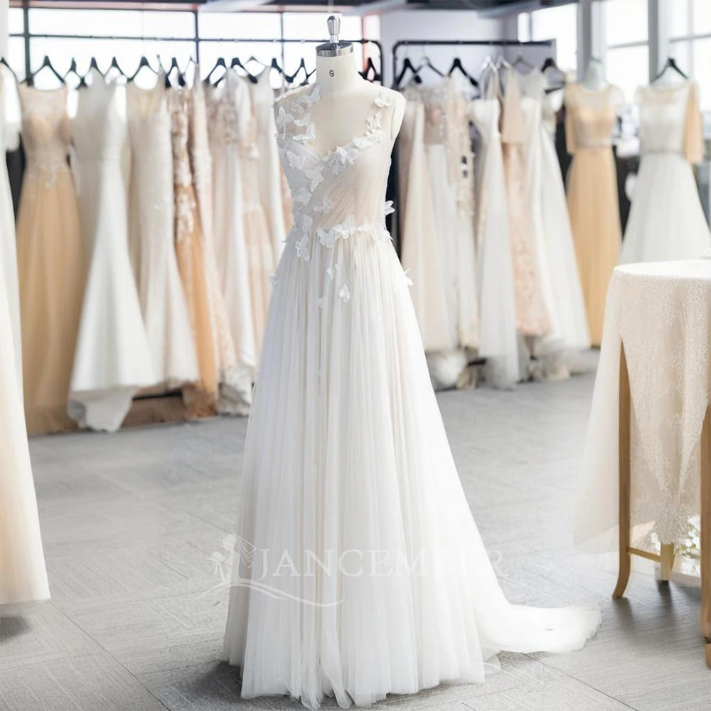 Sleeveless Wedding Dress 2025 O-Neck Beaded Backless A-Line Princess Appliques Bride Gown Vestido de Noiva LSSG028