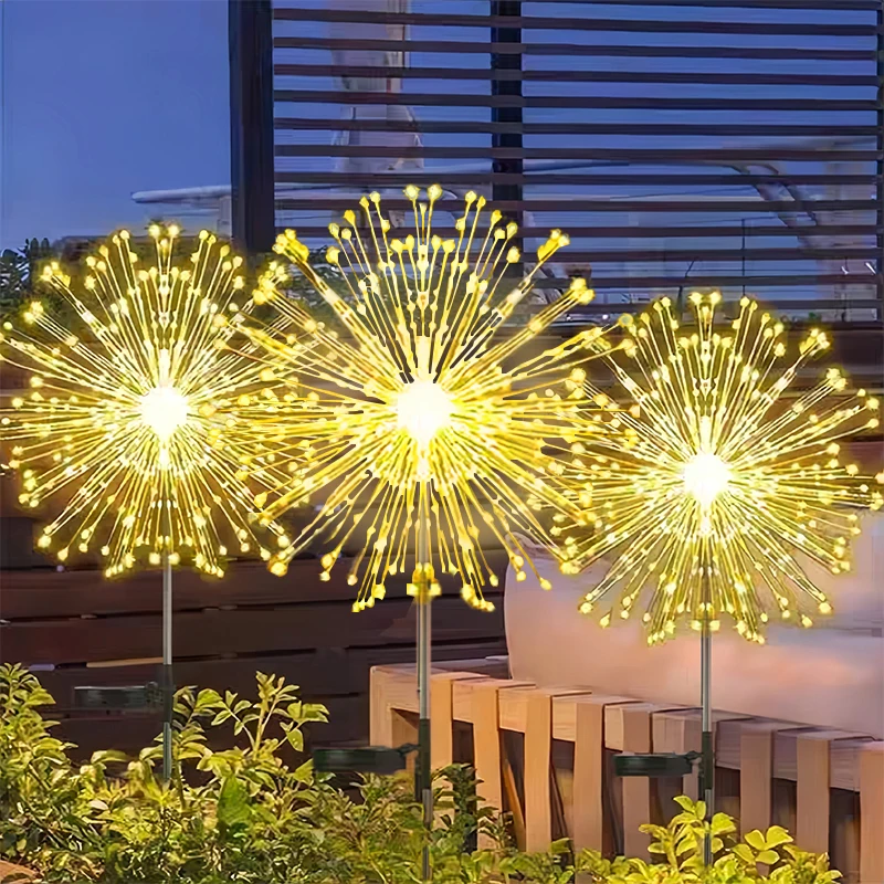 

Солнечная лампа для фейерверка, уличный водонепроницаемый светильник, светодиодный медный провод, гирлянда, рождественский светильник для лужайки, украшение сада