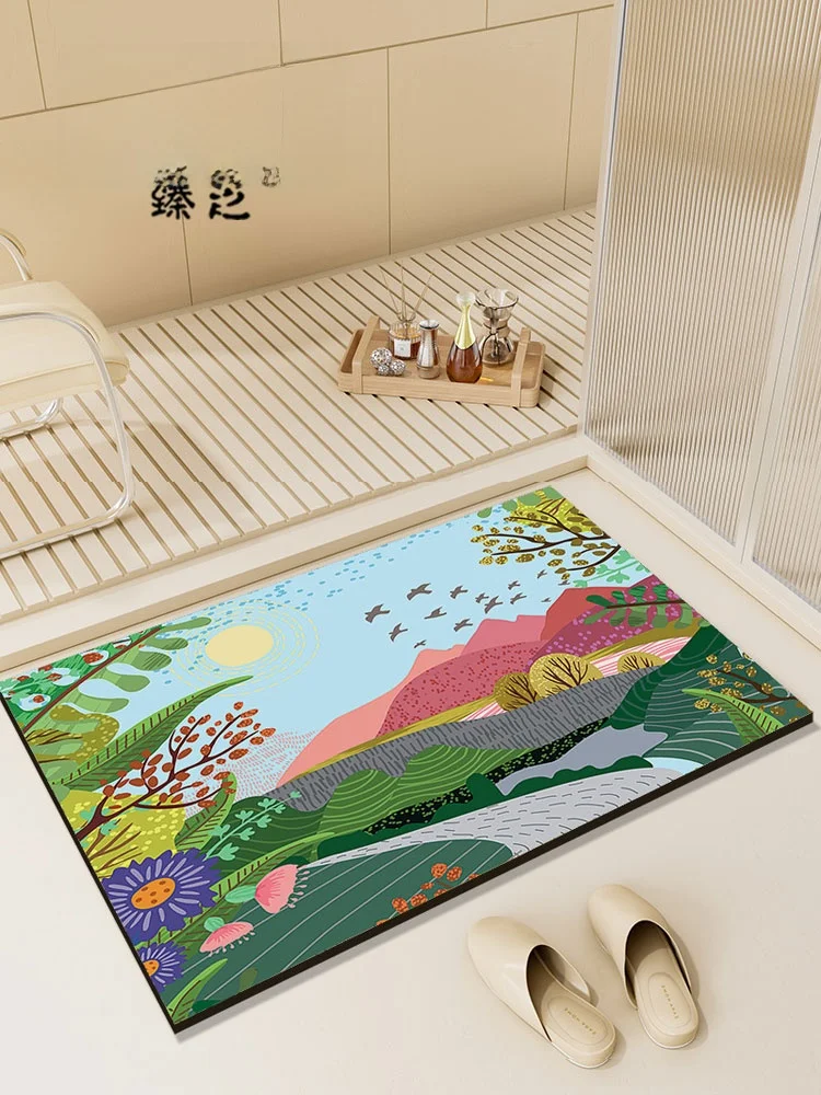 

Batoom Water Absorbent Dia Mud Anti-Slip Qui Dry Door Mat ower Room Soft Pad Cusizable Home Decorative Rugs
