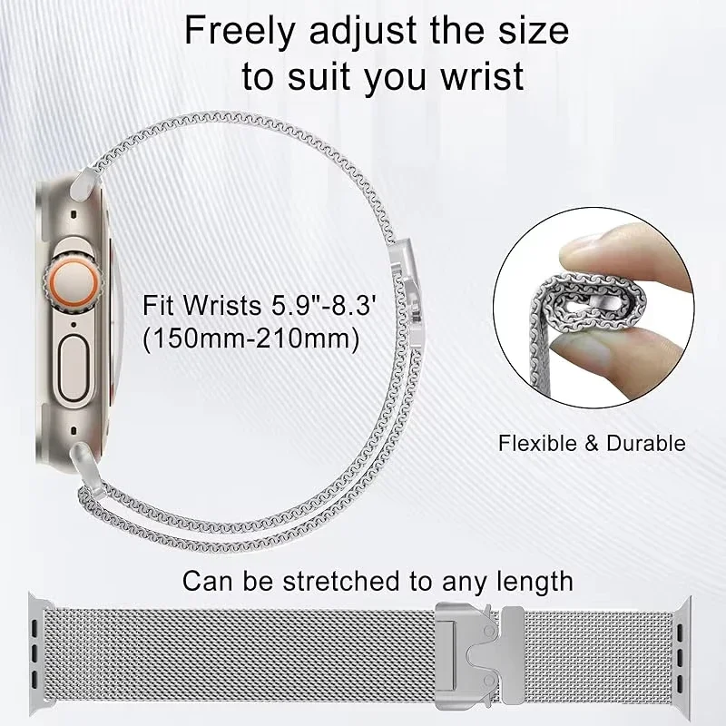 Titanium Milanese Loop For Apple watch Ultra 2 49mm Series 10 9 8 7 6 5 4 SE 46mm 42mm 41mm 45mm 44mm 38-40mm Straps Accessories