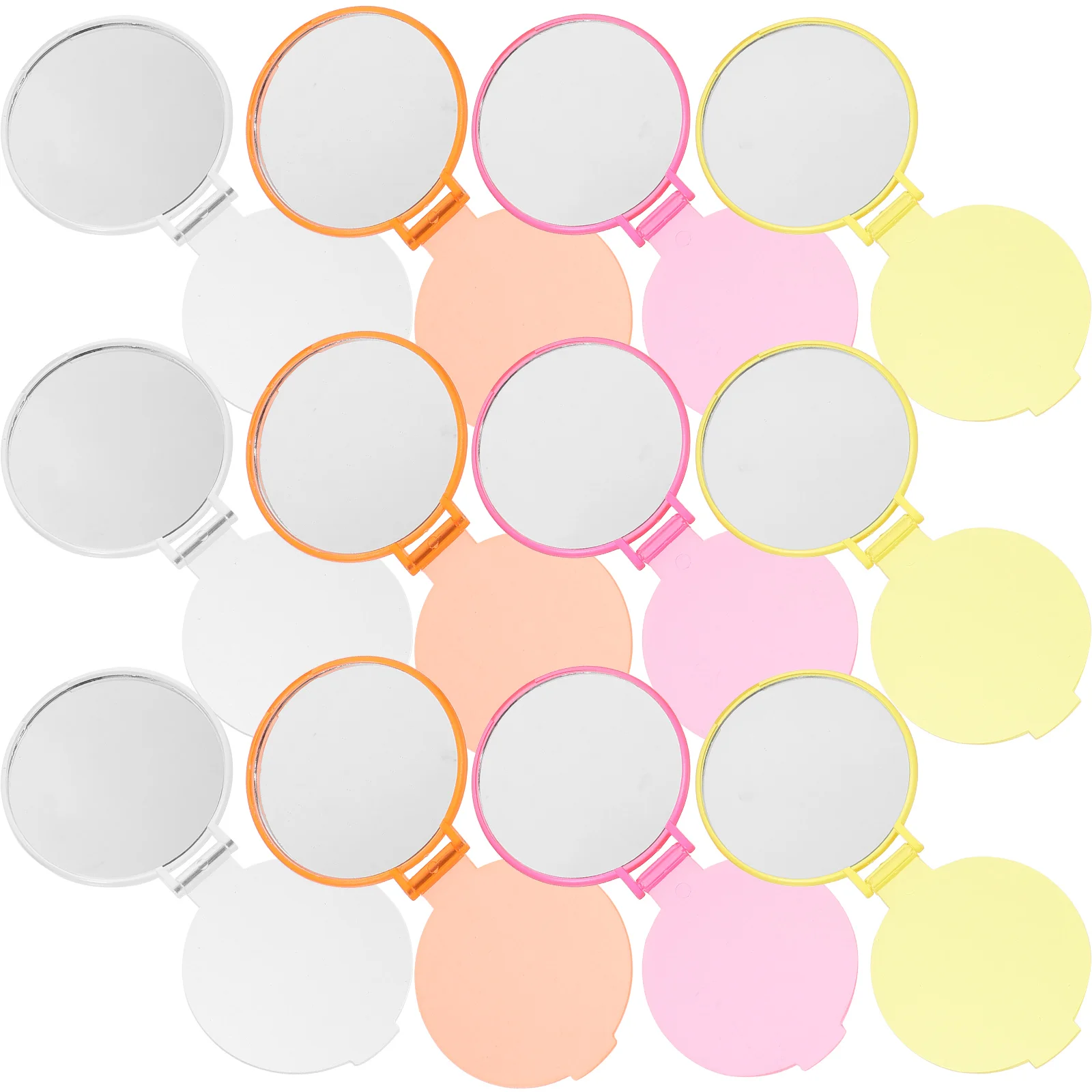 

12 Pcs Glasses Pocket Mirror Round Makeup with Lights Foldable Travel
