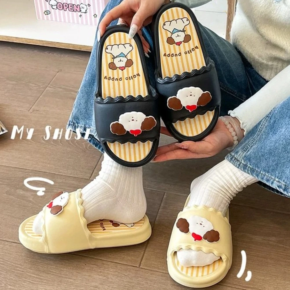 لباس خارجي أحذية Y2K جرو النعال الكرتون الكلب سميكة سوليد النساء الكرتون النعال المضادة للانزلاق منصة سميكة الشرائح الصنادل النساء #2