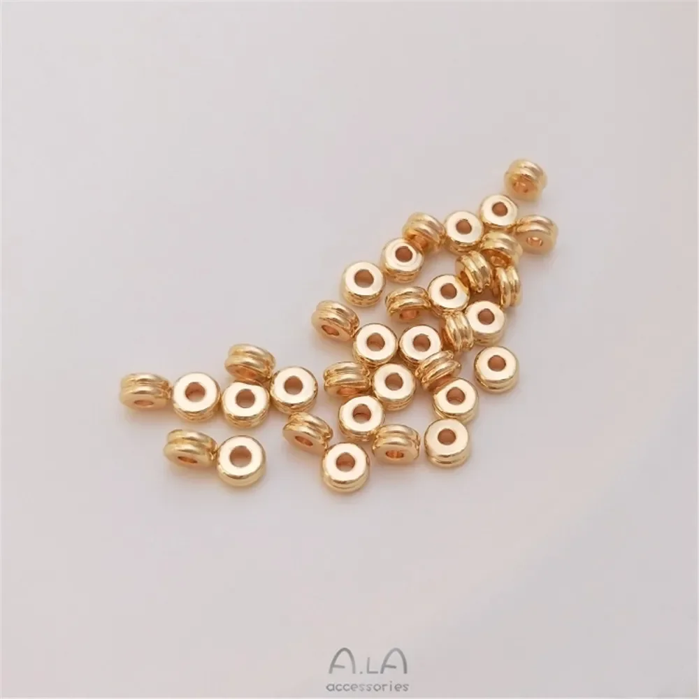 

14K gold plated double wheel bead double thread separated bead drum bead manual loose bead diy bracelet accessories material