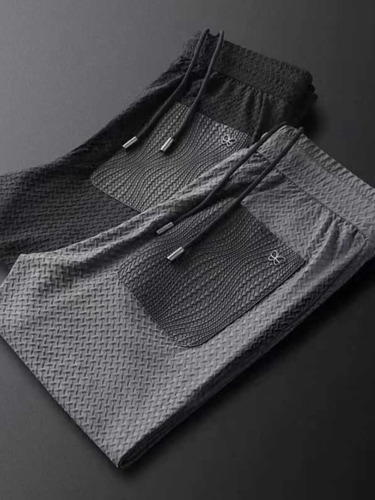 

Летние тонкие спортивные брюки из ледяного шелка для мужчин, облегающие, дышащие, быстросохнущие, с узором под твид, модные, городские