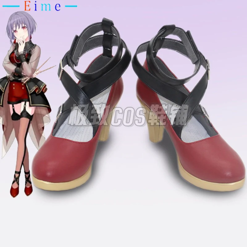 

Обувь для косплея BanG Dream Amoris, красные туфли на высоком каблуке с перекрестными ремешками, карнавальные ботинки на Хэллоуин, реквизит для косплея в стиле аниме, на заказ