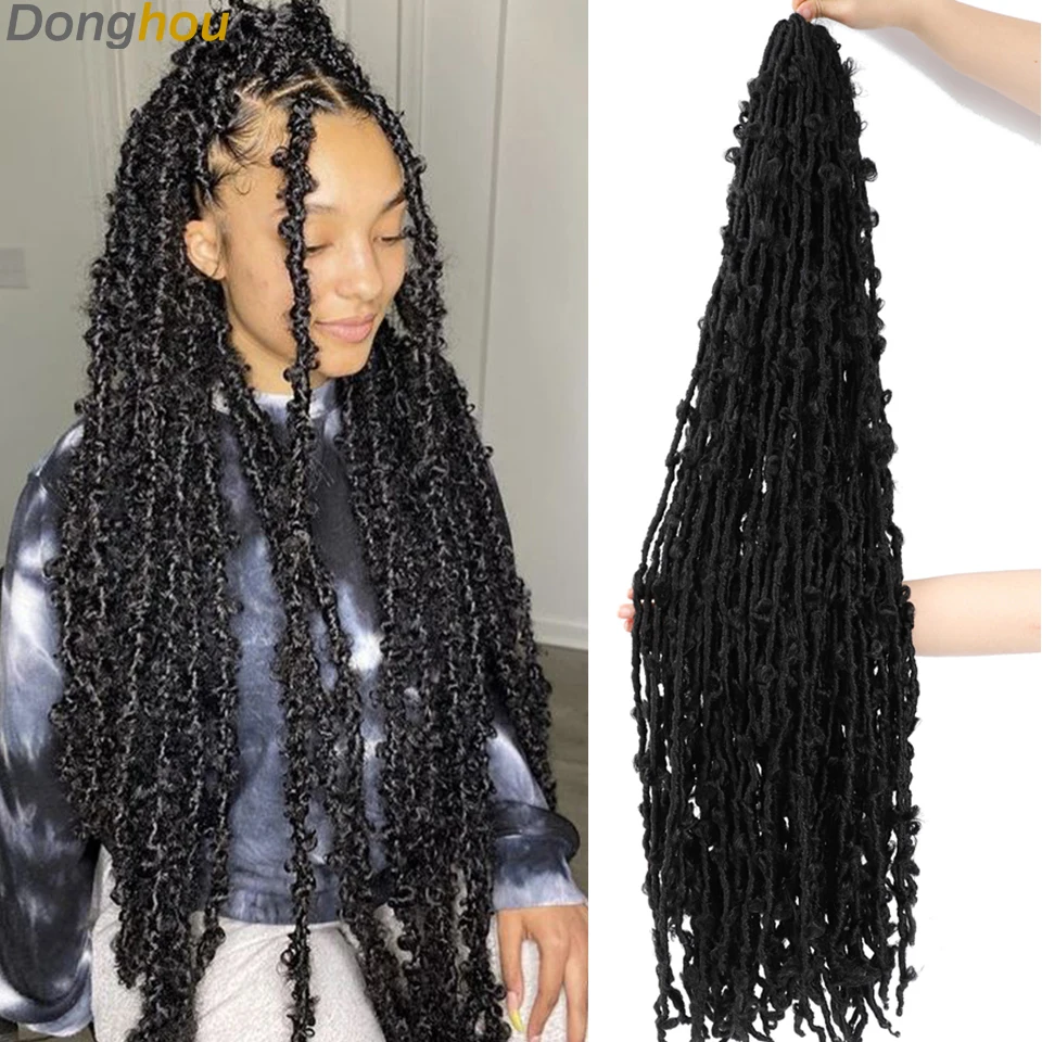 18 24 36 Inch Vlinder Faux Locs Gehaakte Haar Pre-Lus Meche Vlinder Sloten Haak Gevlochten Verontruste Zachte Locs haak Hair