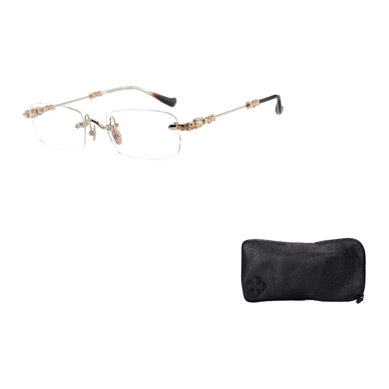 Chrome Hearts Rectangular Eyeglass Frames Men's Gold GP-BRBBR-P