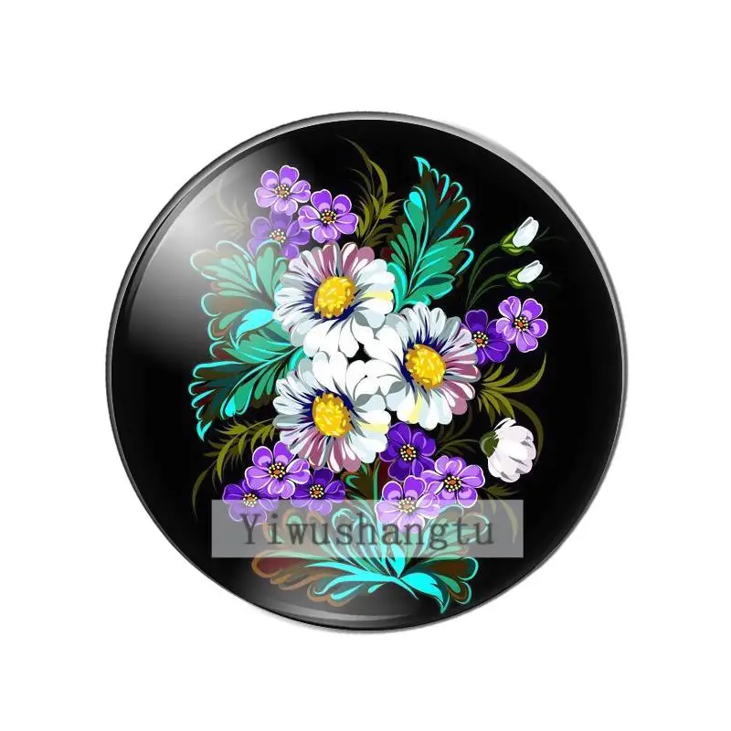 Beauty Vintage Flowers Rose Daisy 8mm/10mm/12mm/18mm/20mm/25mm Round photo glass cabochon demo flat back Making findings ZB0543