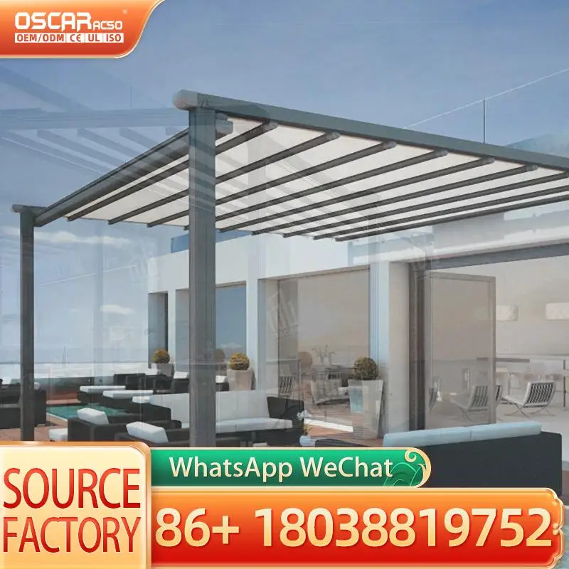 Patio Cubierto de Aluminio con Diseño Moderno, Techo Impermeable, Gazebo para Jardín, Patio Trasero, Toldo Retráctil