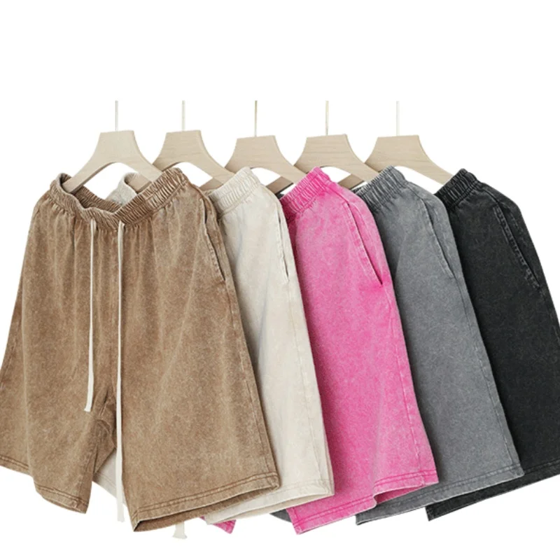 

2026 новые летние модные мужские ретро винтажные повседневные шорты, свободные удобные однотонные шорты, мужские шорты для спортзала и фитнеса