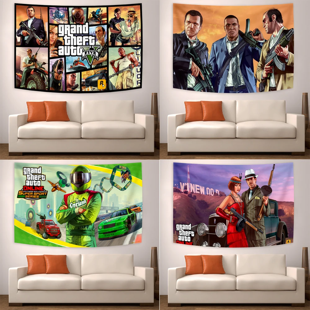 Grand Theft Auto V GTA5 Los Santos Capital Of Sin GTA6 Banner Tapestry Curtain Art Room Decoration