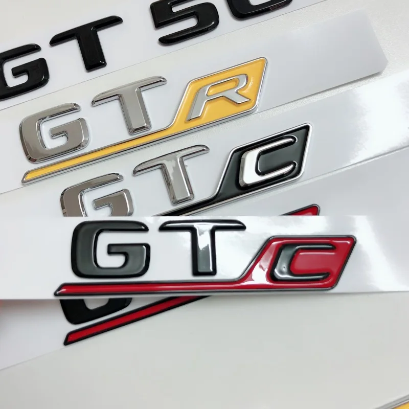 メルセデス用のエンブレム付き3Dステッカー,車用のエンブレムストリップ1セットamg gt r c gtr gts gt50 gt43 gt53 gt63s w190 w251