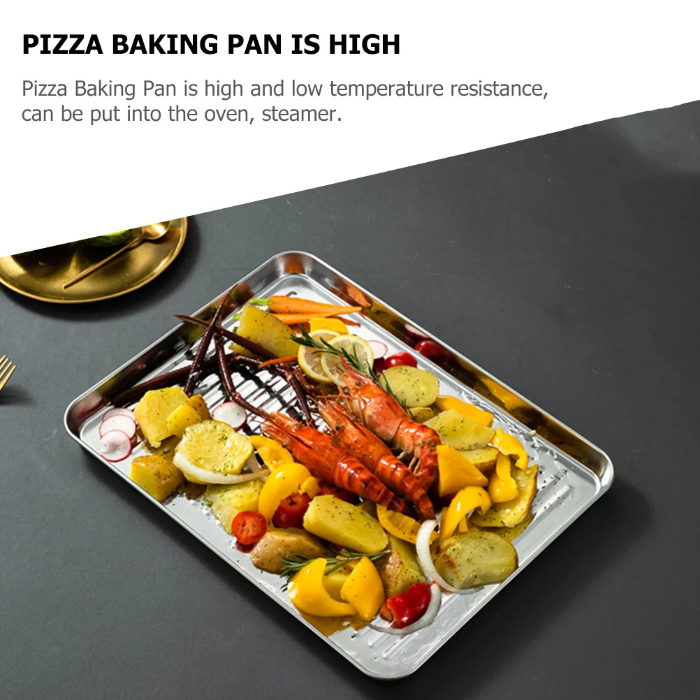 

Stainless Steel Baking Pan Multi-Function Non-Stick Kitchen Essential for Pizza Dumplings Bread Reusable Oven Steamer Daily Use