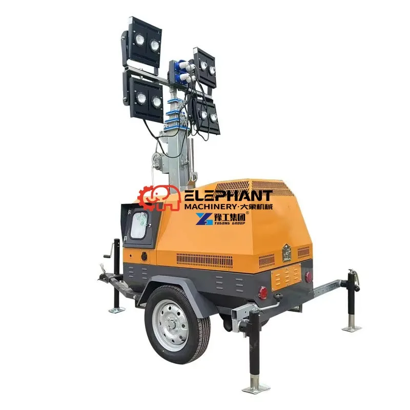 7m Diesel Generator Mobile LED Light Tower IP67 360 Beam Angle CE Certified Factory Supply for Construction Mining Outdoor