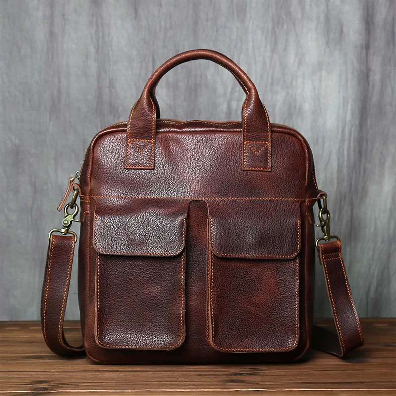 NZPJ Neue Retro Leder herren Handtasche Top Schicht Rindsleder Vertikale Einzigen Schulter Umhängetasche Briefträger Aktentasche Computer Tasche – Detail 21