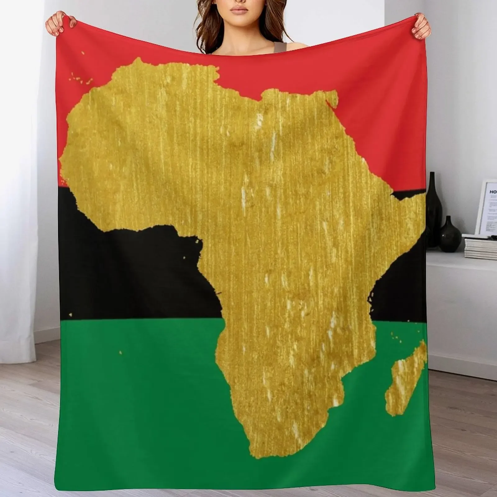 

Gold African Symbol of Africa - Golden Pan African Flag Throw Blanket Ultra Soft Flannel Fleece Blanket for All Seasons