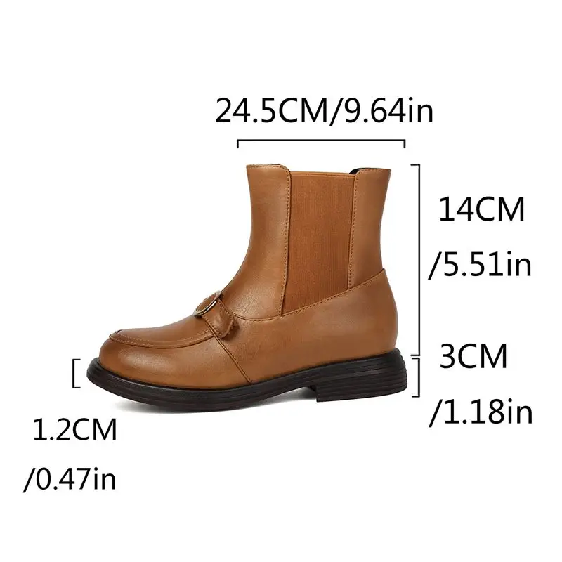 ASILETO Brand Female Short Boots Round Toe 3cm Block Heels Slip On Bowknot Oversize 44 45 46 Casual Chelsea Booties Winter