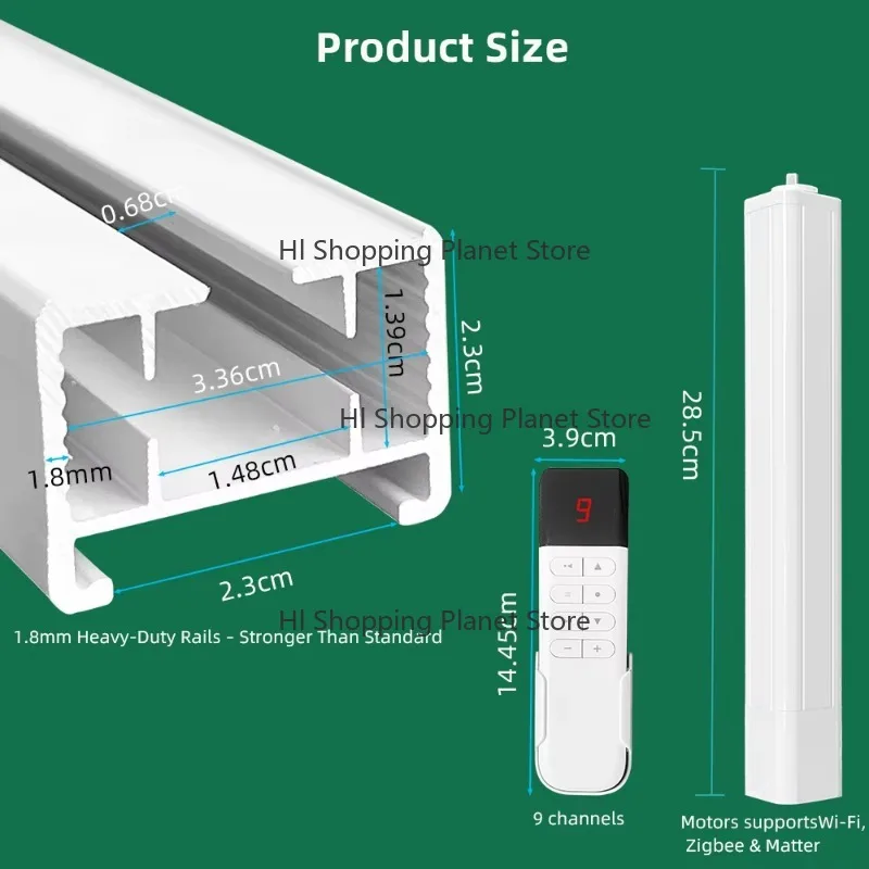 1.2N 55W 8.2m Modern DIY Sm-art Curtain Kit 1.8 Aluminum Rail Tracks Motorised 55W 8.2m Drapery Sliding Window for Living